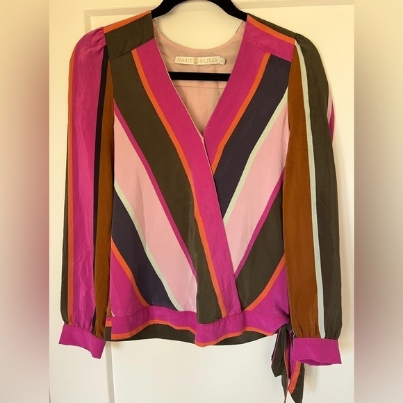 Marie Oliver Cross Front Tied Waist Silk Blouse / XSmall - Picture 1 of 12